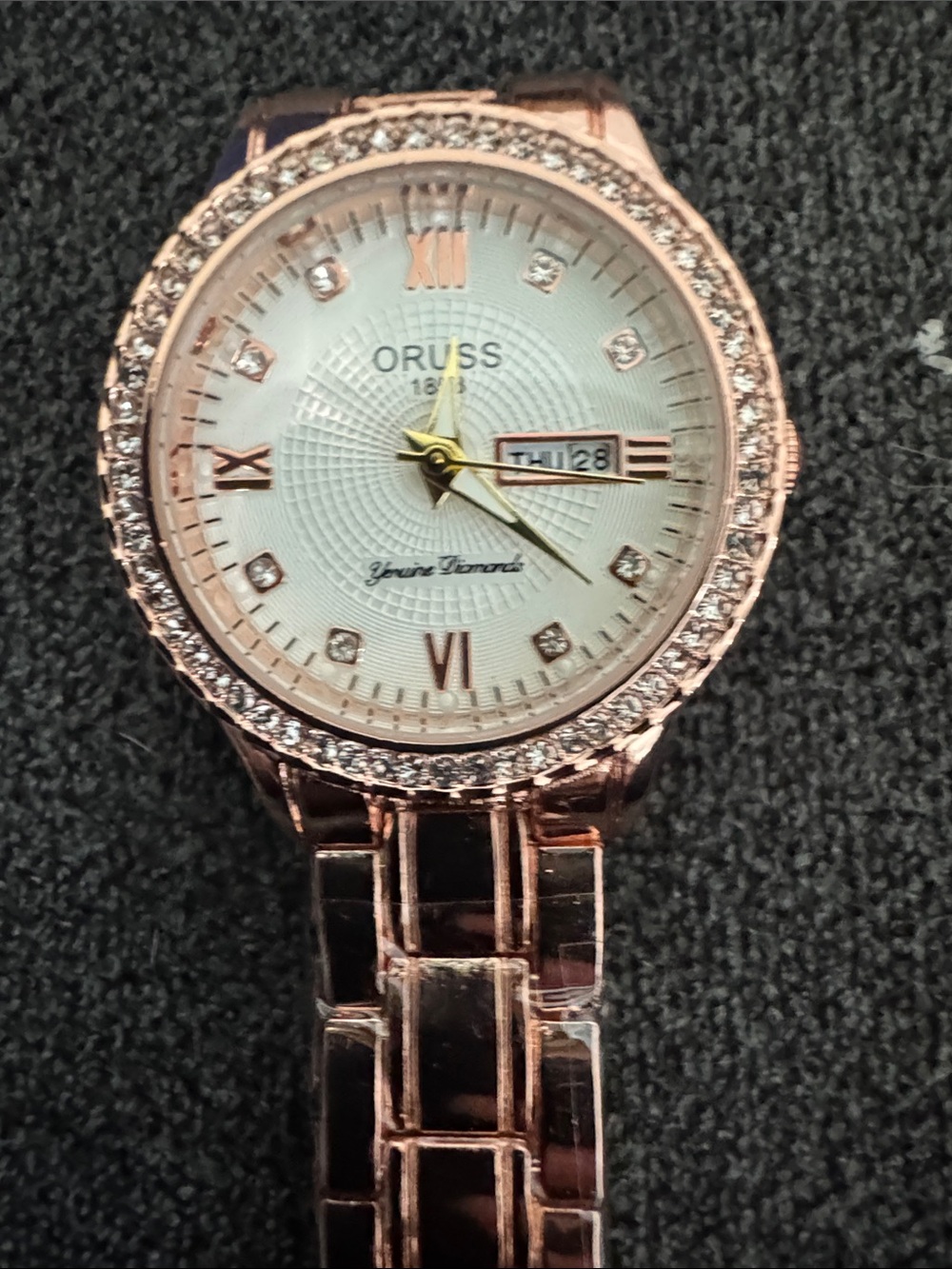 ORUSS Rose Gold Crystal-Accent Ladies Watch